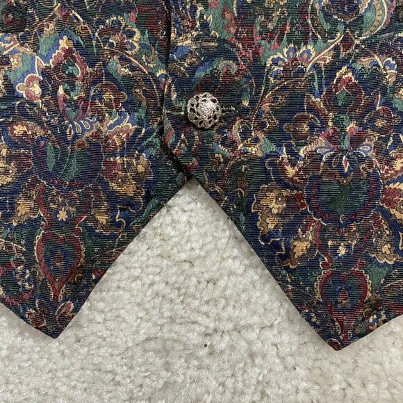 Wah Maker Vest Mens XL Burgundy Jacquard Western Frontier Dress Waistcoat - Picture 2 of 8